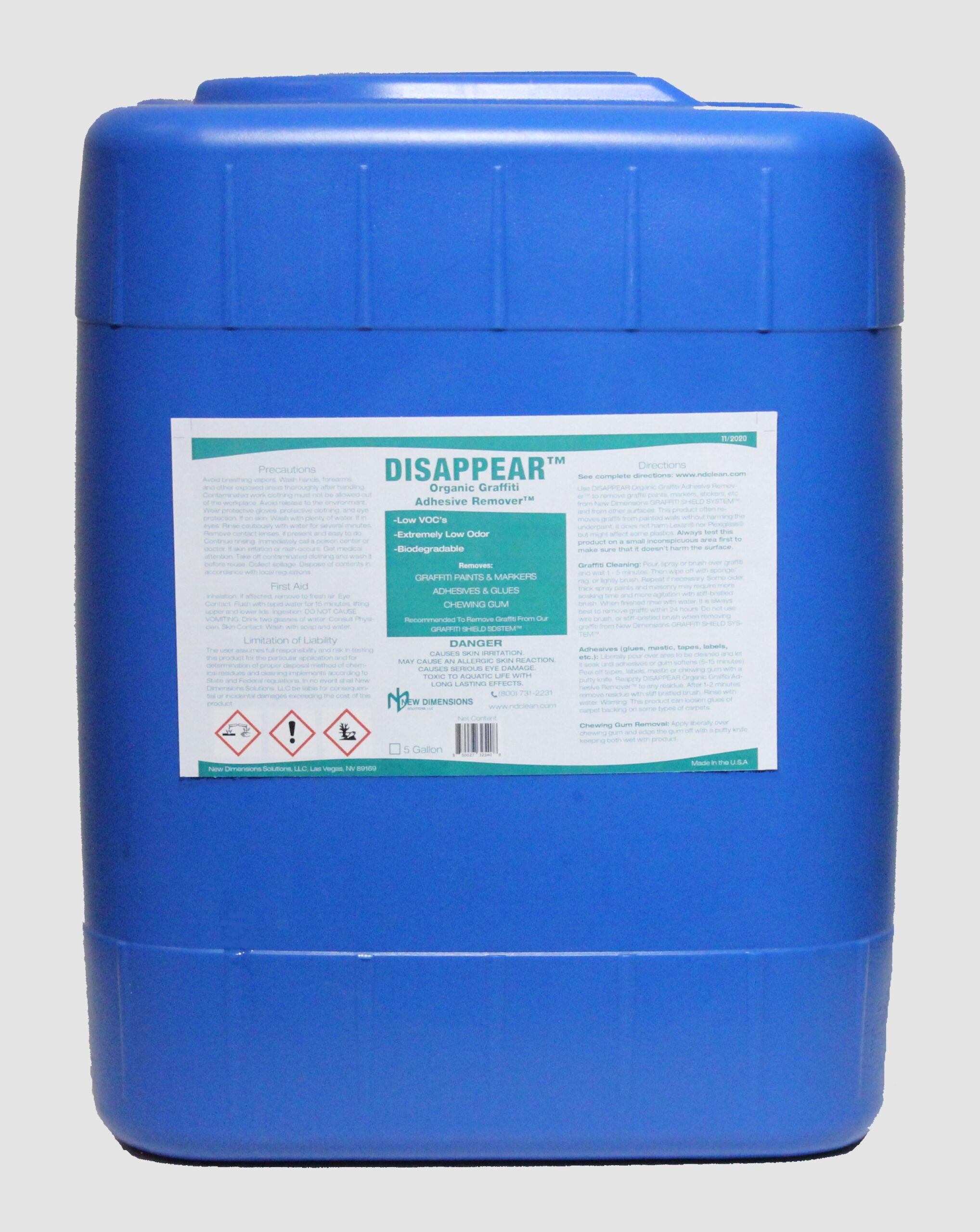 DISAPPEAROrganicGraffitiAdhesiveRemover-5Gal.